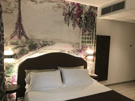 Camera a tema Parigi con letto matrimoniale